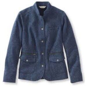 L.L. Bean Blue Stockington Herringbone Tweed Blazer Jacket sz M